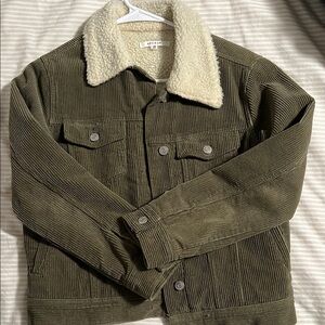 Olive Corduroy Sherpa Jacket